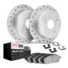 DFC Geoperformance Rotors-Drilled w/ 5000 Advanced Brake Pads w/ Hdwr