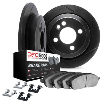 DFC Brake Rotor - Slotted - Black w/5000 Brake Pads & HW Kit