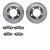 DFC Brake Rotor - Drilled & Slotted - Silver w/3000 Ceramic Brake Pads