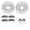 DFC Brake Rotor - Dimpled & Slotted - Silver w/3000 Ceramic Brake Pads & HW Kit