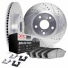 DFC Brake Rotor - Drilled & Slotted - Silver w/3000 Ceramic Brake Pads & HW Kit