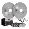 DFC Brake Rotor - Dimpled & Slotted - Silver w/3000 Ceramic Brake Pads & HW Kit