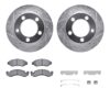 DFC Brake Rotor - Drilled & Slotted - Silver w/5000 Brake Pads & HW Kit