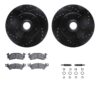 DFC Brake Rotor - Drilled & Slotted - Black w/3000 Ceramic Brake Pads and HW Kit