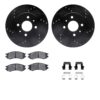 DFC Brake Rotor - Drilled & Slotted - Black w/3000 Ceramic Brake Pads and HW Kit