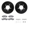 DFC Brake Rotor - Drilled & Slotted - Black w/3000 Ceramic Brake Pads and HW Kit