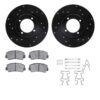 DFC Brake Rotor - Drilled & Slotted - Black w/3000 Ceramic Brake Pads and HW Kit