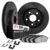 DFC Brake Rotor - Drilled & Slotted - Black w/5000 Brake Pads & HW Kit