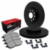R1 Concepts Black Slotted Rotors with 5000 Oep Brake Pads & Hdw