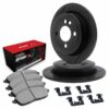 R1 Concepts Black Slotted Rotors with 5000 Oep Brake Pads & Hdw