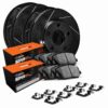 R1 Brake Rotor & Drum- Slotted - Black w/ Sup Dty Pads, Shoes, & Hdw