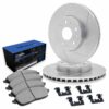 R1 Brake Rotors - Slotted - Silver w/ Semi-Met Pads & Hdw