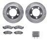 R1 Concepts Silver Drilled Slotted Rotors with 5000 Oep Brake Pads & Hdw