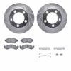 R1 Concepts eLINE Brake Rotor - Drilled and Slotted - Silver with Semi-Met Brake