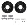 R1 Concepts Black Drilled Slotted Rotors with 5000 Oep Brake Pads & Hdw