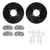 R1 Concepts Black Drilled Slotted Rotors with 5000 Oep Brake Pads & Hdw