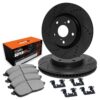 R1 eLINE Series Black D/S Brake Rotors w/ Sup Dty Pads & Hdw Kit