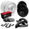 R1 Brake Rotor & Drum- Carbon Coated - Drilled w/ Optimum Oe Pads, Shoes, & Hdw
